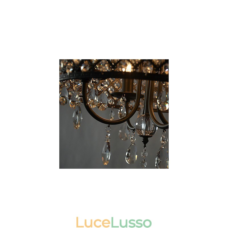 Lampadario moderno contemporaneo in cristallo cromato a tamburo