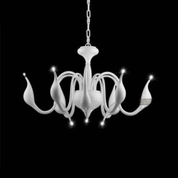 Lampadario moderno contemporaneo in metallo elettroplaccato bianco a 9 luci