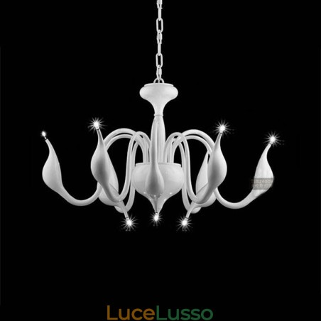Lampadario moderno contemporaneo in metallo elettroplaccato bianco a 9 luci Lampadario moderno contemporaneo in metallo elettroplaccato bianco a 9 luci