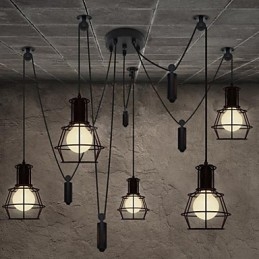 Lampadario a 5 teste rustico Lodge Vintage Retro Country Metal