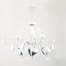Lampadario moderno contemporaneo in metallo elettroplaccato bianco a 9 luci