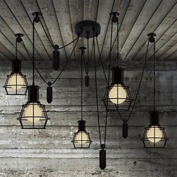Lampadario a 5 teste rustico Lodge Vintage Retro Country Metal