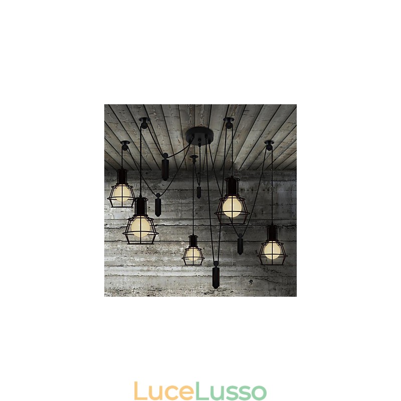 Lampadario a 5 teste rustico Lodge Vintage Retro Country Metal