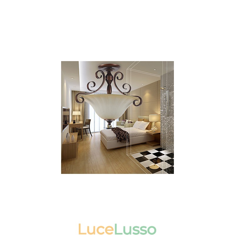 5 Mini lampadari in metallo con pittura in stile vintage
