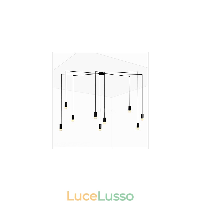 Lampada a sospensione con design geometrico e con cordone contratto in Europa settentrionale