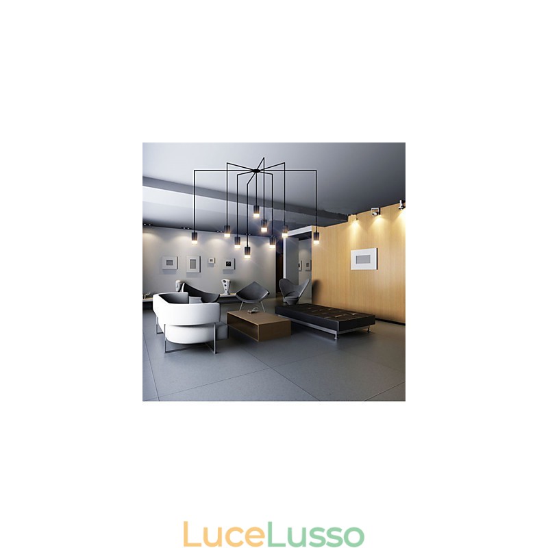 Lampada a sospensione con design geometrico e con cordone contratto in Europa settentrionale