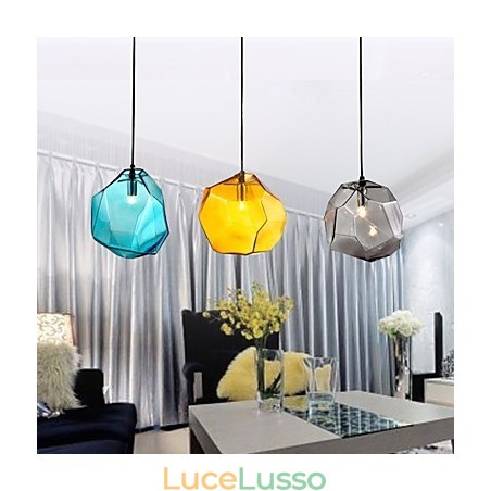 Lampada a sospensione 3 luci stile Italia galvanica trasparente Lampada a sospensione 3 luci stile Italia galvanica trasparente