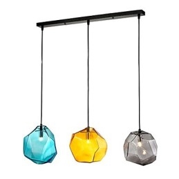 Lampada a sospensione 3 luci stile Italia galvanica trasparente