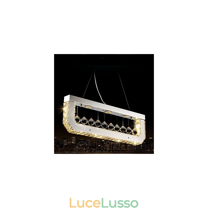 Lampadario di cristallo Droplight di luce gialla rettangolare