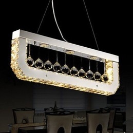 Lampadario di cristallo Droplight di luce gialla rettangolare