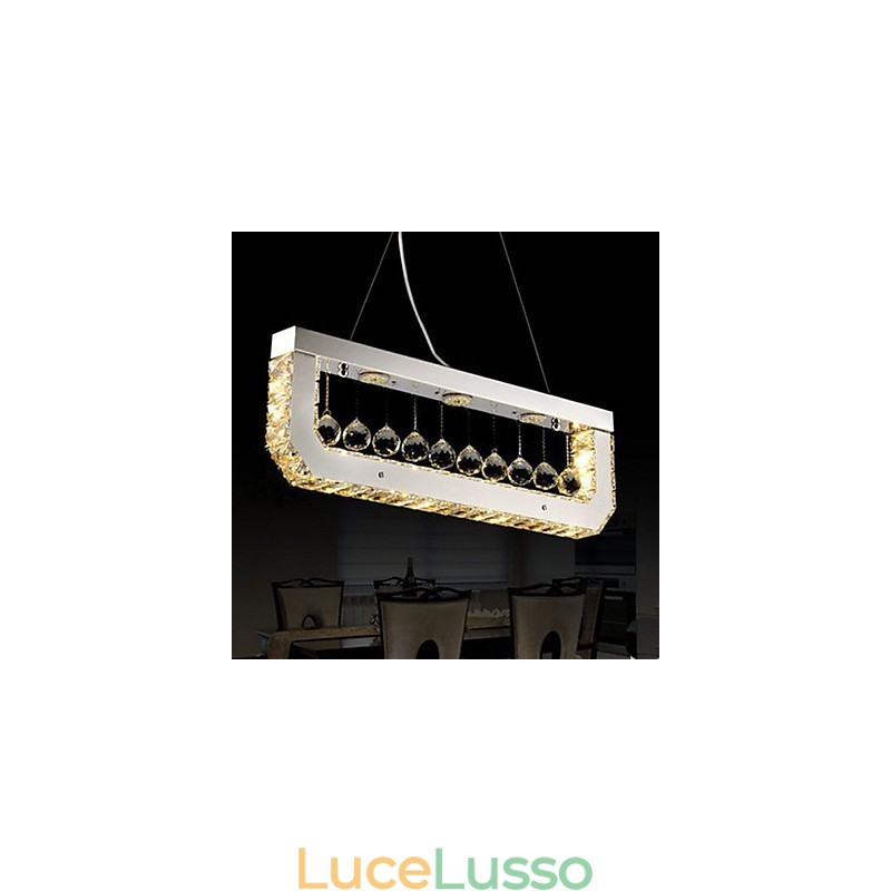 Lampadario di cristallo Droplight di luce gialla rettangolare