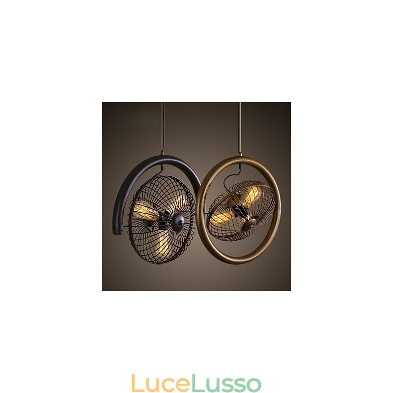 Ventilatore da soffitto in metallo classico retrò, lampade a sospensione semplici, lampada a sospensione da bar