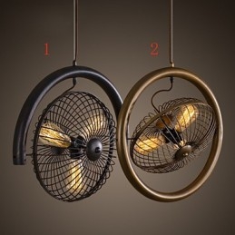 Ventilatore da soffitto in metallo classico retrò, lampade a sospensione semplici, lampada a sospensione da bar