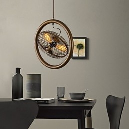 Ventilatore da soffitto in metallo classico retrò, lampade a sospensione semplici, lampada a sospensione da bar