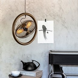 Ventilatore da soffitto in metallo classico retrò, lampade a sospensione semplici, lampada a sospensione da bar