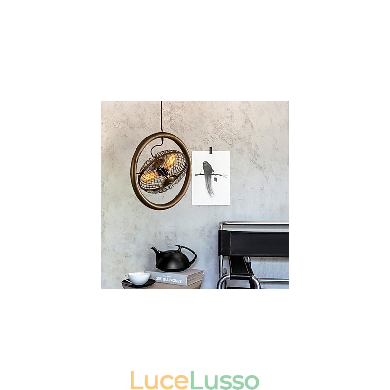 Ventilatore da soffitto in metallo classico retrò, lampade a sospensione semplici, lampada a sospensione da bar