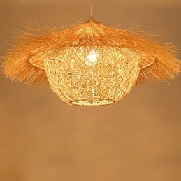 Lampada a sospensione moderna con testa singola in rattan intrecciato, stile rurale Cany