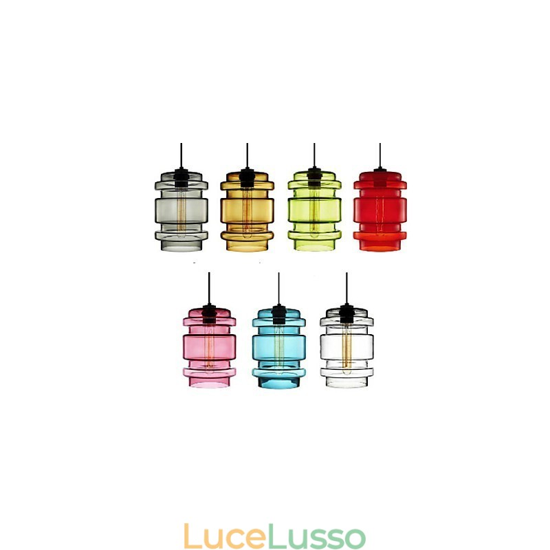 Lampadario in vetro artistico a testa singola color caramella (bianco grigio giallo verde rosso rosa blu)