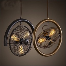Lampada a sospensione con ventilatore a vento industriale retrò in stile americano