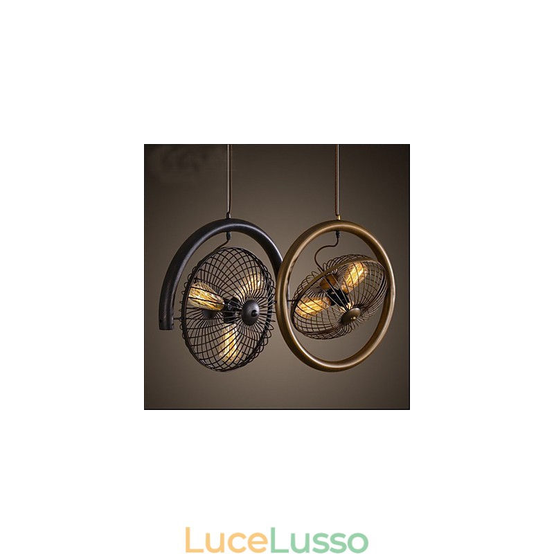 Lampada a sospensione con ventilatore a vento industriale retrò in stile americano