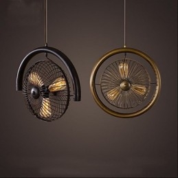 Lampada a sospensione con ventilatore a vento industriale retrò in stile americano