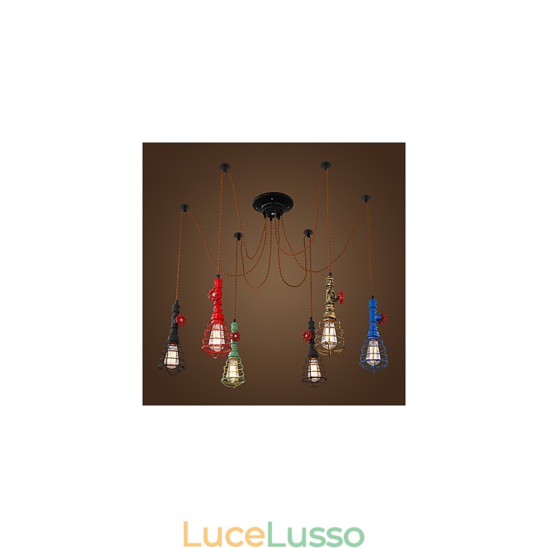 6 luci vintage lampada a sospensione design narghilè luci