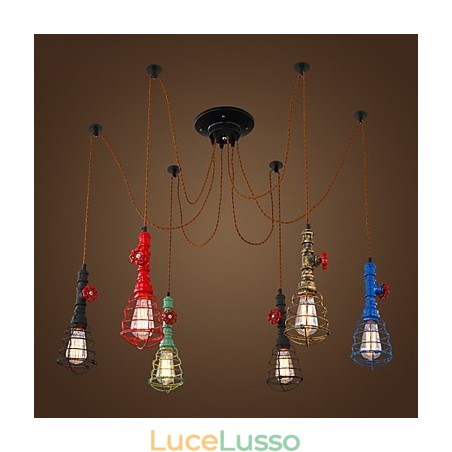 6 luci vintage lampada a sospensione design narghilè luci 6 luci vintage lampada a sospensione design narghilè luci