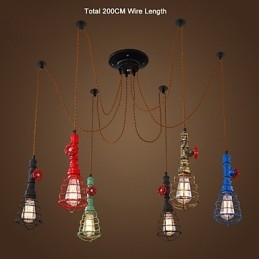 6 luci vintage lampada a sospensione design narghilè luci