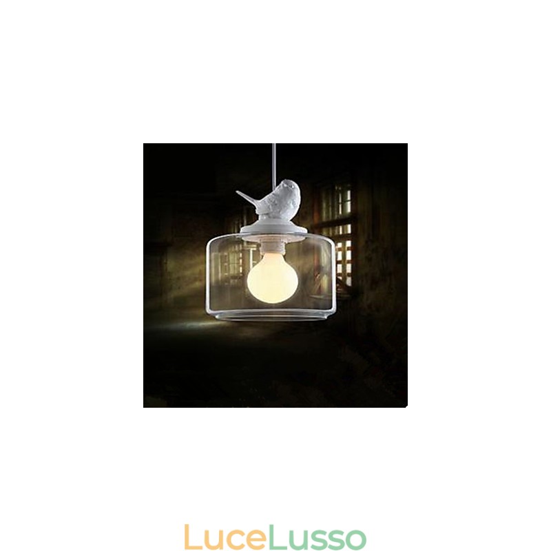 Lampada a sospensione a forma di uccelli in vetro con testa singola