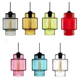 Lampadario a sospensione in vetro artistico a testa singola con paralume in vetro (grigio giallo verde rosso rosa blu bianco)