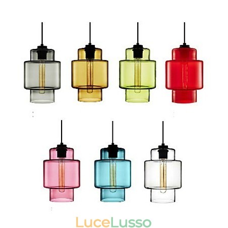 Lampadario a sospensione in vetro artistico a testa singola con paralume in vetro (grigio giallo verde rosso rosa blu bianco) Lampadario a sospensione in vetro artistico a testa singola con paralume in vetro (grigio giallo verde rosso rosa blu bianco)