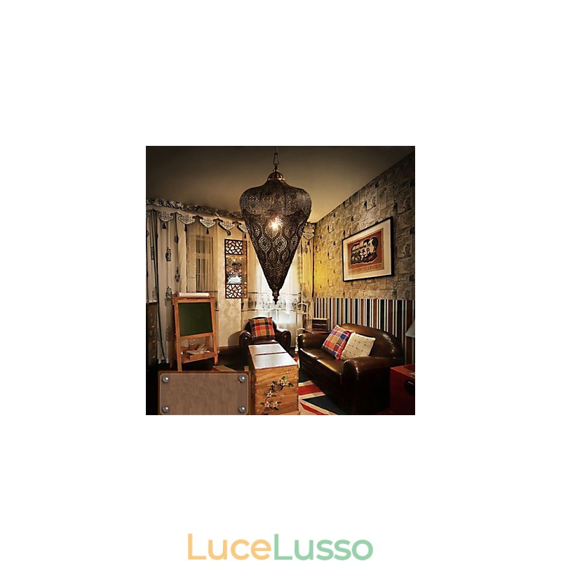 Lampadario retrò in ferro cavo a mano, stile sud-est asiatico americano