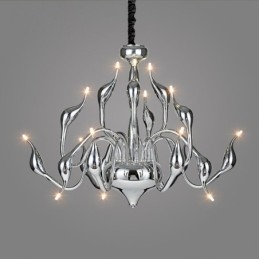 Lampadario in metallo cromato elettroplaccato moderno contemporaneo argento da 15 luci
