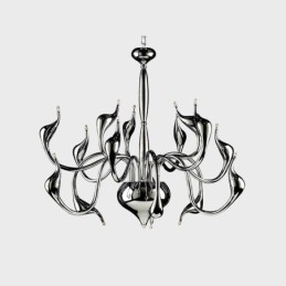 Lampadario in metallo cromato elettroplaccato moderno contemporaneo argento da 15 luci