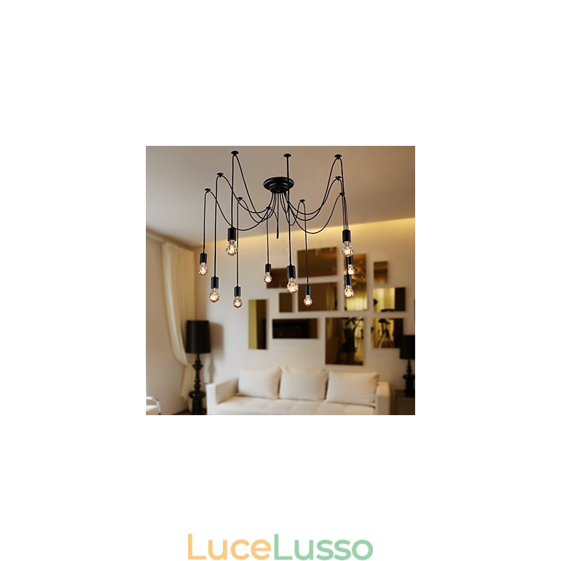 Lampadario Vintage Design Lampadine Incluse Living 10 Luci Lampada a Sospensione