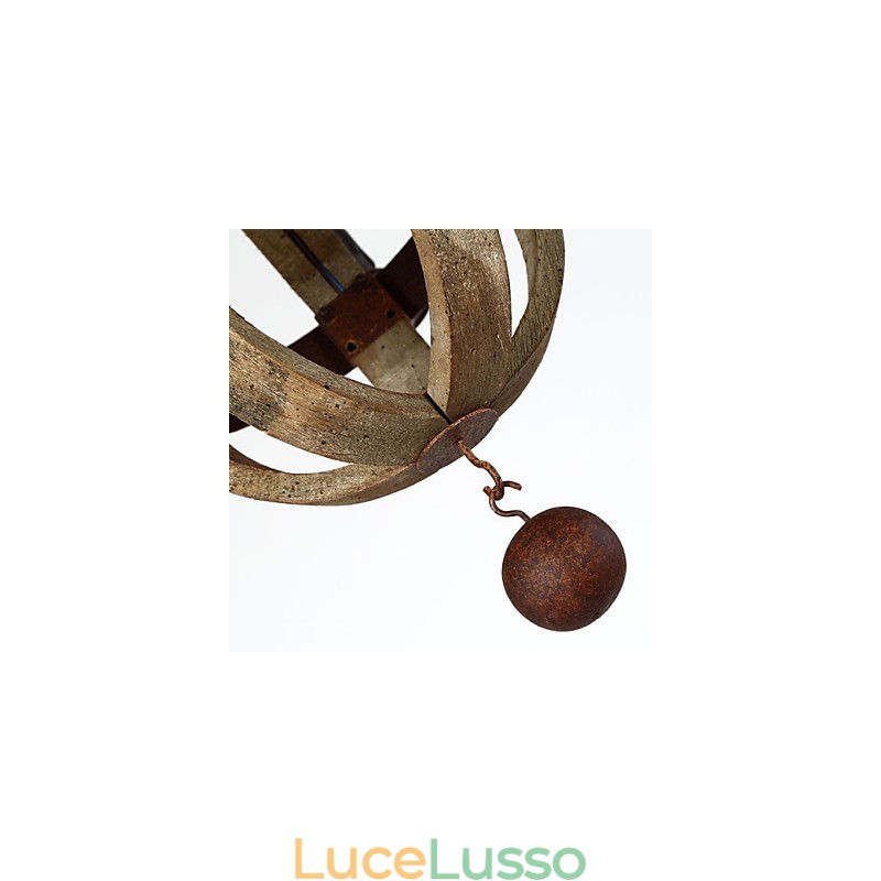 Lampadario in legno e bambù dipinto in stile mini vintage