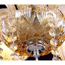 Lampadario di cristallo elegante a 6 luci color ambra per la casa