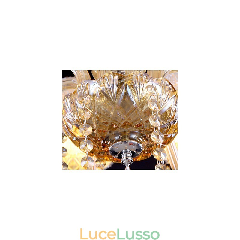 Lampadario di cristallo elegante a 6 luci color ambra per la casa
