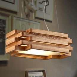 Lampada a sospensione moderna contemporanea in stile country in legno e bambù