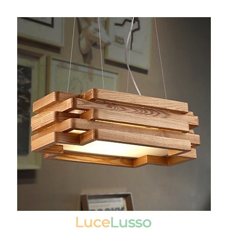 Lampada a sospensione moderna contemporanea in stile country in legno e bambù Lampada a sospensione moderna contemporanea in stile country in legno e bambù
