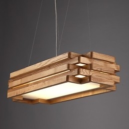 Lampada a sospensione moderna contemporanea in stile country in legno e bambù