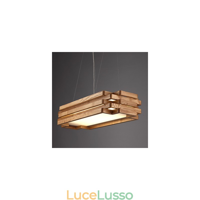 Lampada a sospensione moderna contemporanea in stile country in legno e bambù
