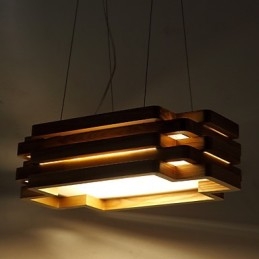 Lampada a sospensione moderna contemporanea in stile country in legno e bambù