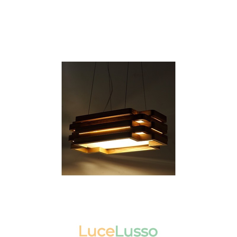 Lampada a sospensione moderna contemporanea in stile country in legno e bambù