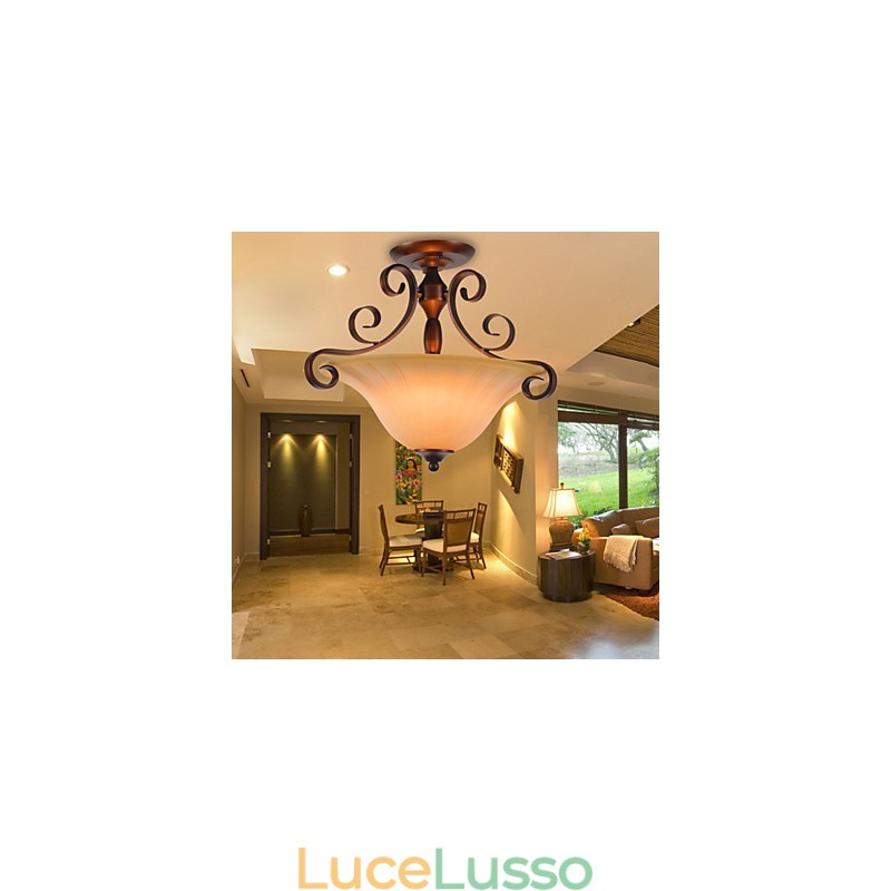 Lampada a sospensione in metallo dipinto in stile rustico Lodge Vintage Mini