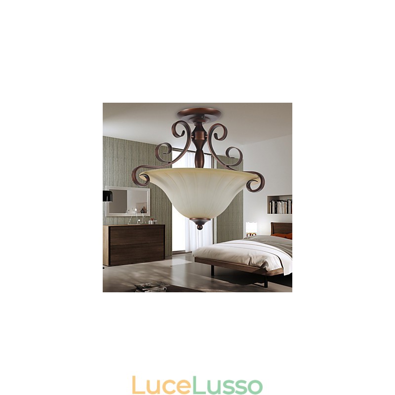 Lampada a sospensione in metallo dipinto in stile rustico Lodge Vintage Mini