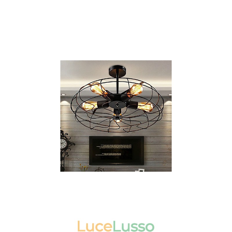 Lampada a sospensione con ventilatore in metallo vintage industriale, lampadario da soffitto Steampunk