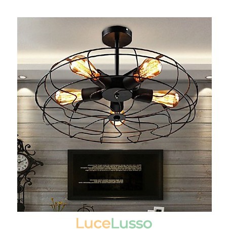Lampada a sospensione con ventilatore in metallo vintage industriale, lampadario da soffitto Steampunk Lampada a sospensione con ventilatore in metallo vintage industriale, lampadario da soffitto Steampunk