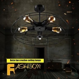 Lampada a sospensione con ventilatore in metallo vintage industriale, lampadario da soffitto Steampunk
