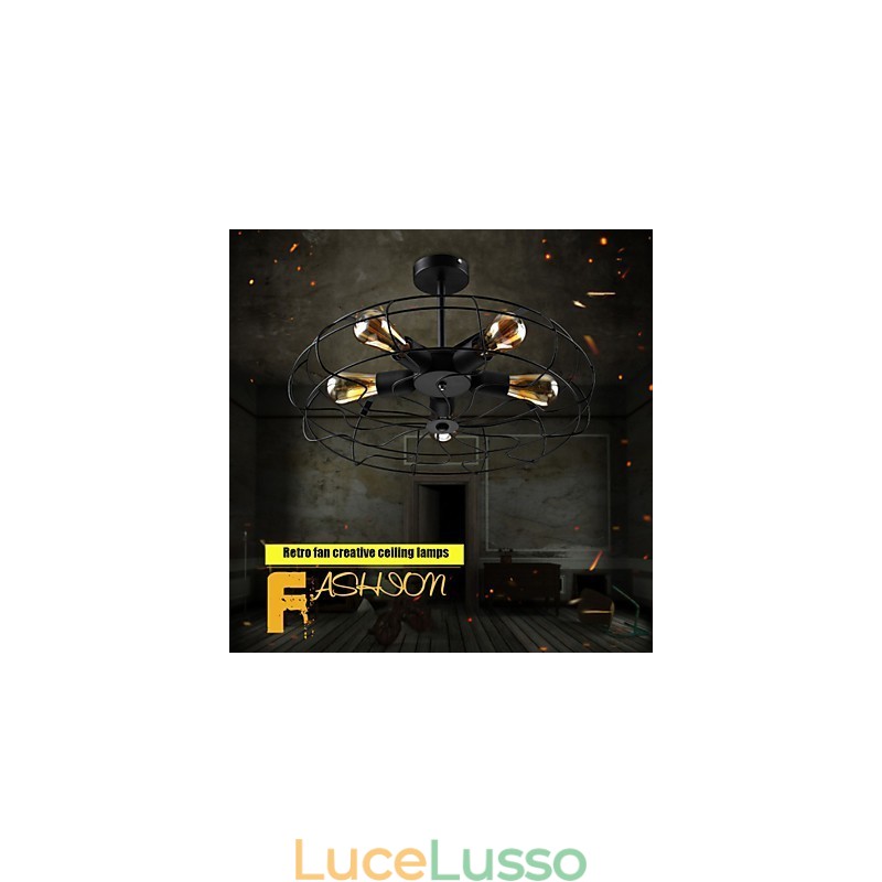 Lampada a sospensione con ventilatore in metallo vintage industriale, lampadario da soffitto Steampunk